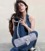 cow leather French baguette-shaped bag - Image 4